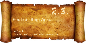 Rodler Boglárka névjegykártya